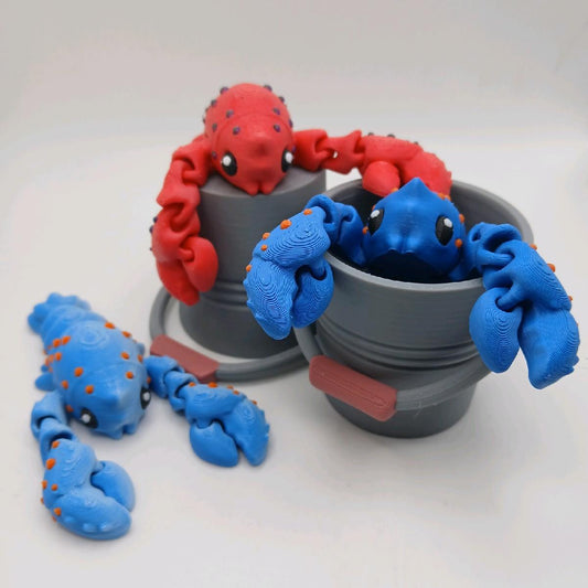 3D printed lobster and bucket desk buddy